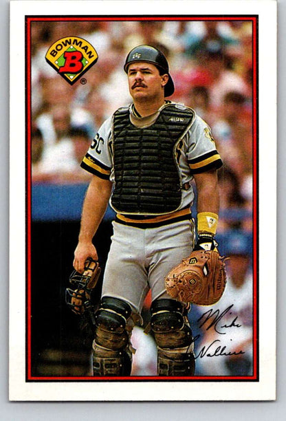 Baseball catcher in Pittsburgh Pirates uniform on 1989 Bowman Mike LaValliere card