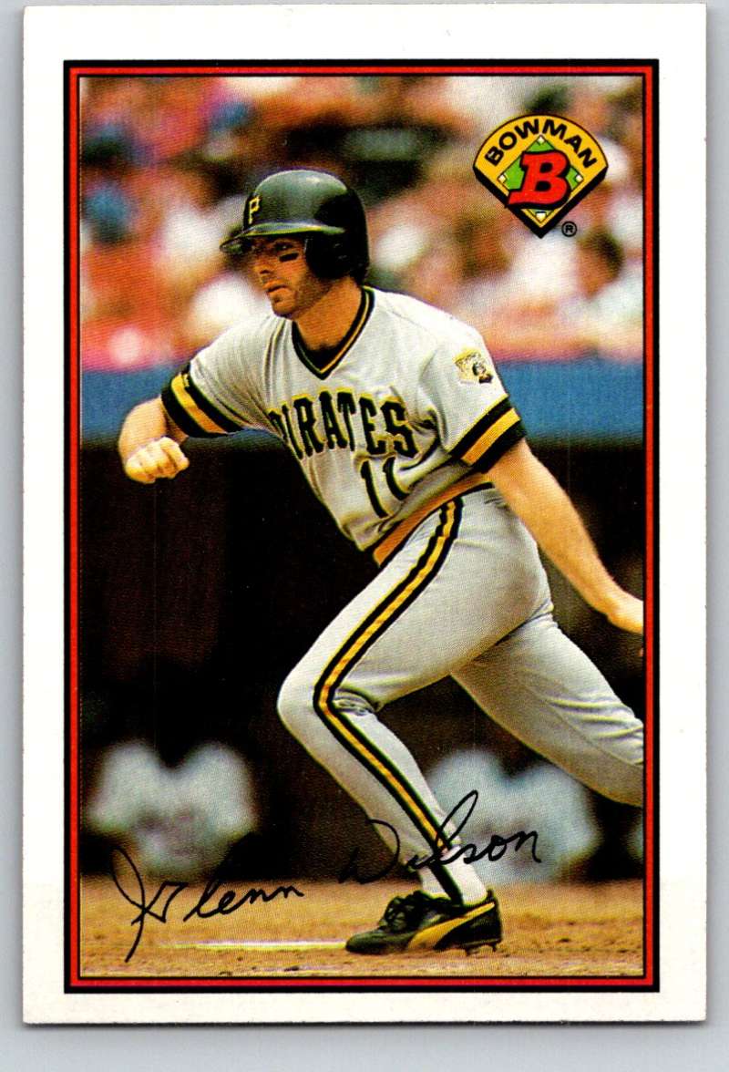 Glenn Wilson swinging a bat in Pittsburgh Pirates uniform on baseball card