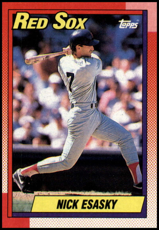 1990 Topps #206 Nick Esasky NM-MT Boston Red Sox baseball card in batting stance