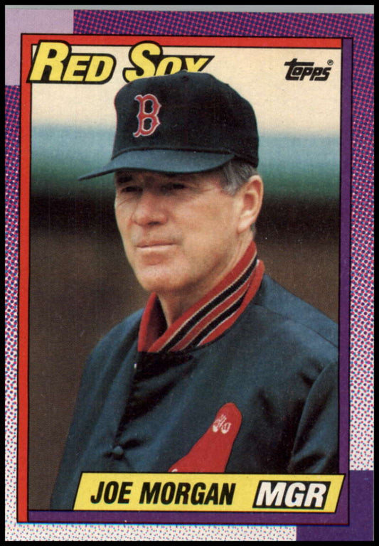 1990 Topps Joe Morgan Baseball Card featuring Boston Red Sox manager in team gear