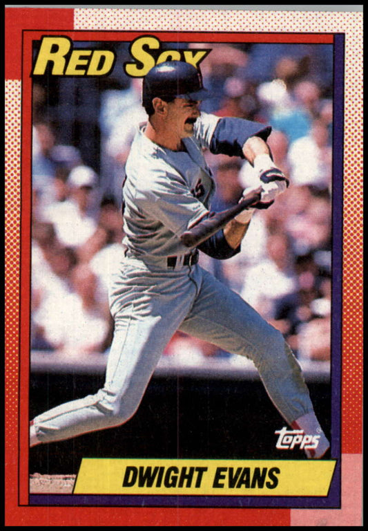 1990 Topps #375 Dwight Evans Boston Red Sox baseball card featuring player at bat