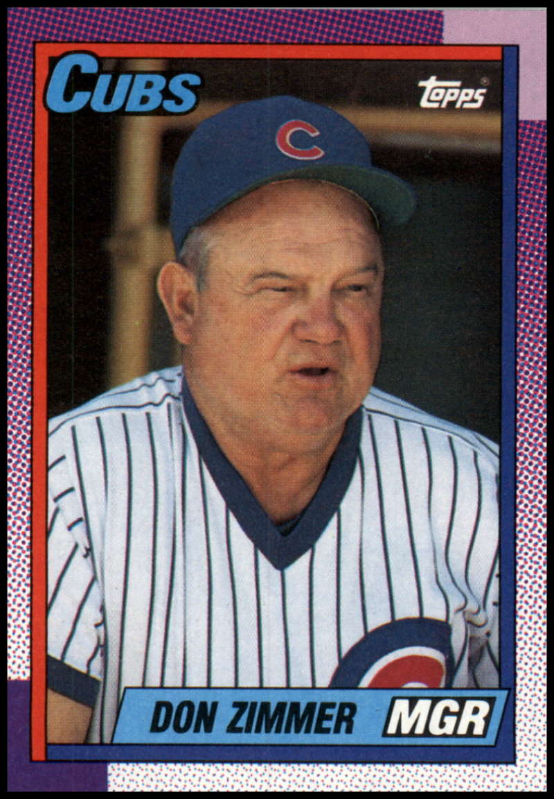 1990 Topps Baseball Card of Don Zimmer, Chicago Cubs Manager in Pinstripes