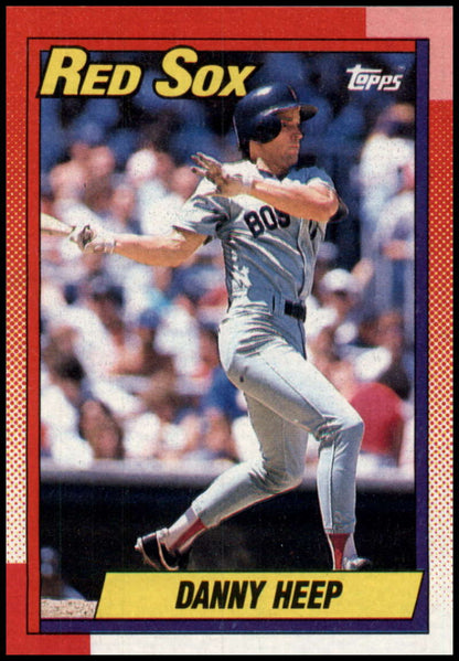 1990 Topps #573 Danny Heep in batting stance, Boston Red Sox Baseball Card