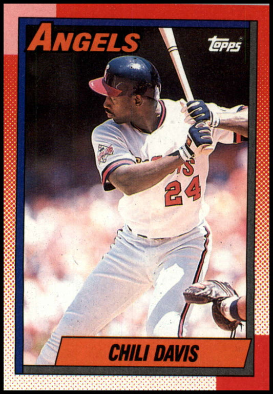 Chili Davis 1990 Topps baseball card featuring California Angels player in batting stance