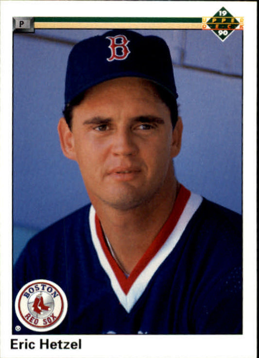 Baseball player in Boston Red Sox uniform, showcasing Eric Hetzel card