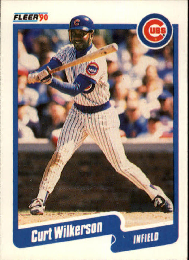 1990 Fleer Chicago Cubs baseball card of Curtis Wilkerson in batting stance