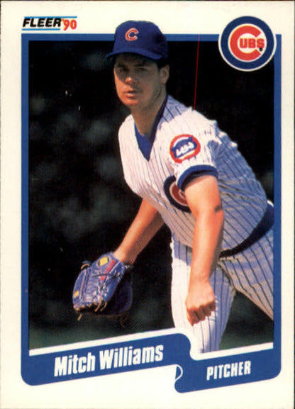 Mitch Williams Chicago Cubs baseball card in white pinstriped home uniform