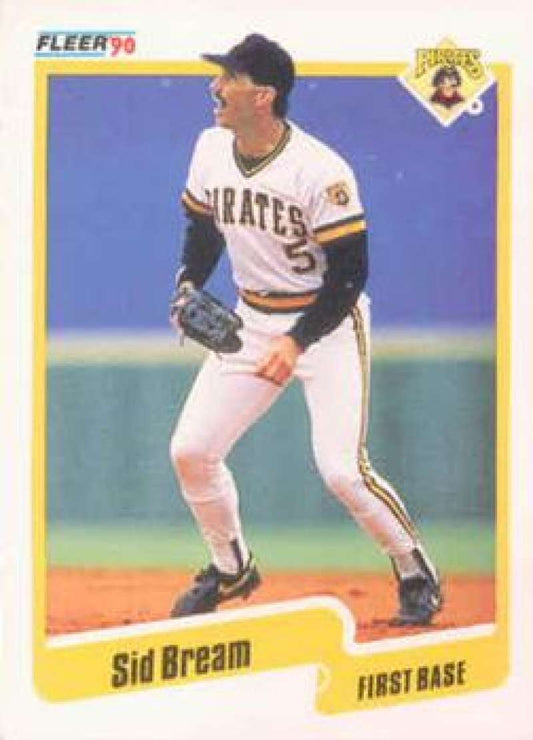 Sid Bream Pittsburgh Pirates Baseball Card in white home uniform with black and gold trim