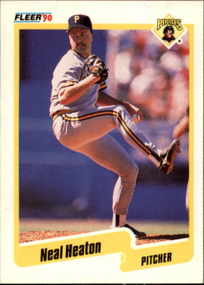 1990 Fleer Baseball Card of Neal Heaton, Pittsburgh Pirates Pitcher in Action