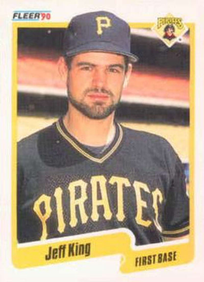 1990 Fleer Jeff King Baseball Card featuring Pittsburgh Pirates player in black jersey