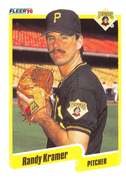 1990 Fleer Randy Kramer NM-MT Pittsburgh Pirates Baseball Card in black uniform