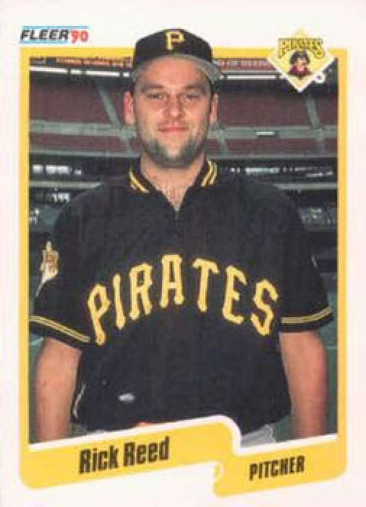 1990 Fleer Rick Reed Rookie Card featuring Pittsburgh Pirates pitcher in black jersey