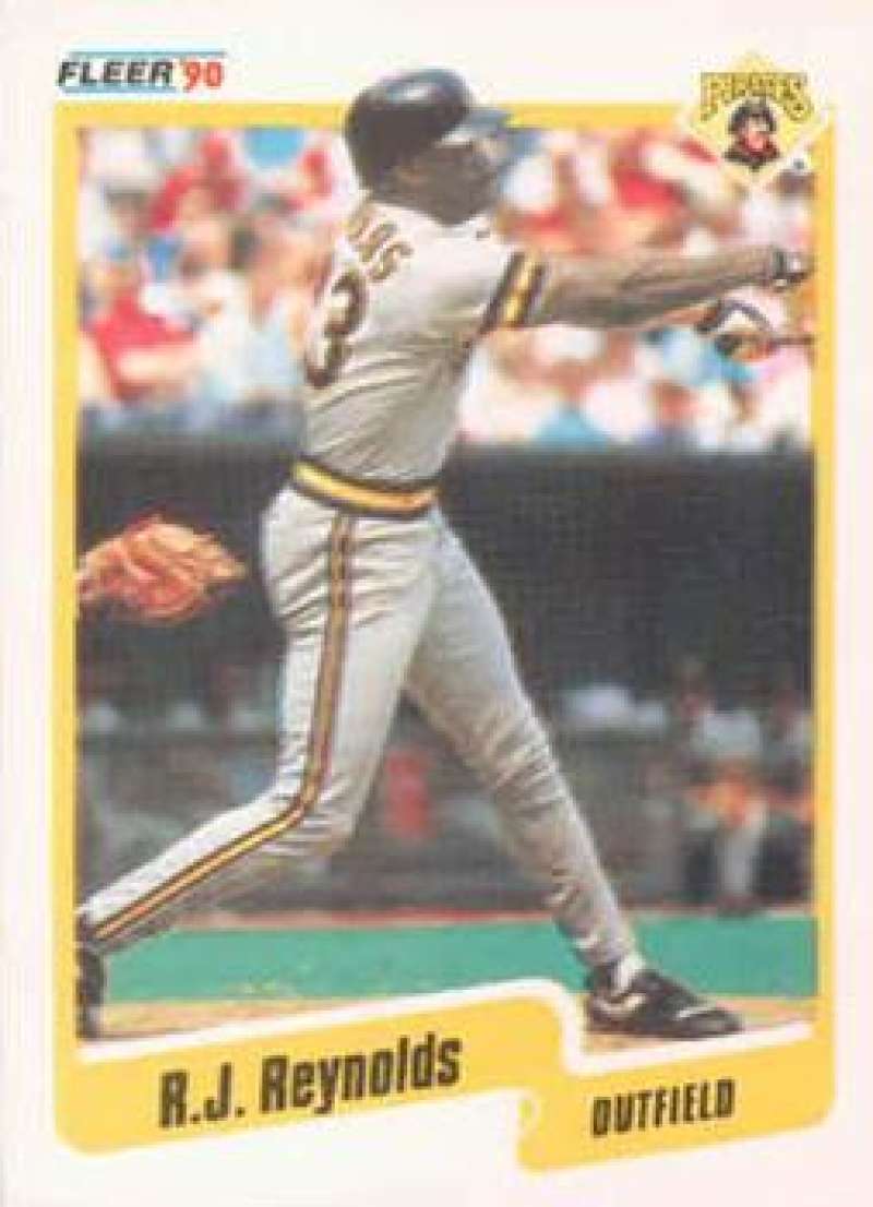 1990 Fleer #478 R.J. Reynolds Pittsburgh Pirates baseball card featuring outfielder at bat