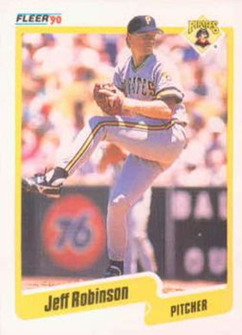 1990 Fleer Baseball Card of Jeff Robinson pitching for the Pittsburgh Pirates