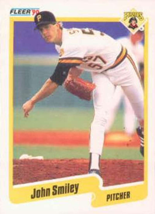 1990 Fleer Baseball Card of John Smiley, Pittsburgh Pirates Pitcher in Action