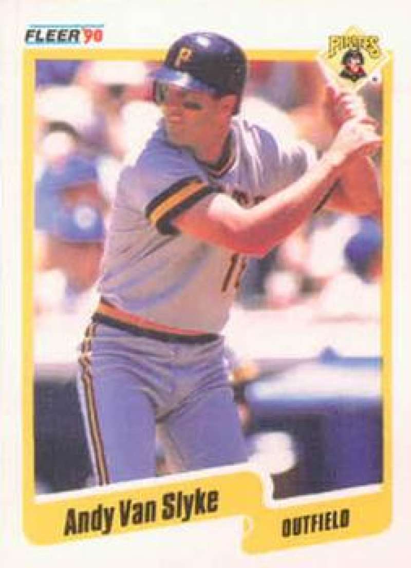 Andy Van Slyke batting in 1990 Fleer #481 Pittsburgh Pirates Baseball Card