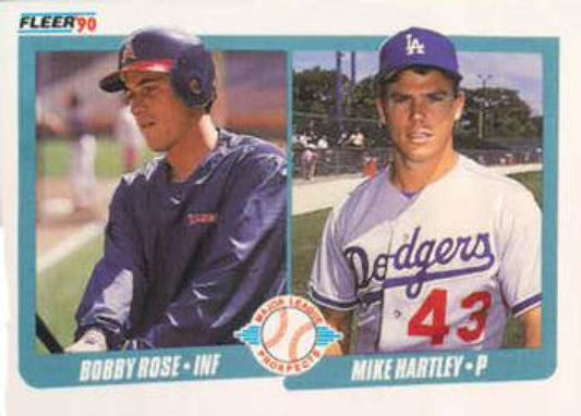 1990 Fleer baseball card of Bobby Rose and Mike Hartley, Los Angeles Dodgers players