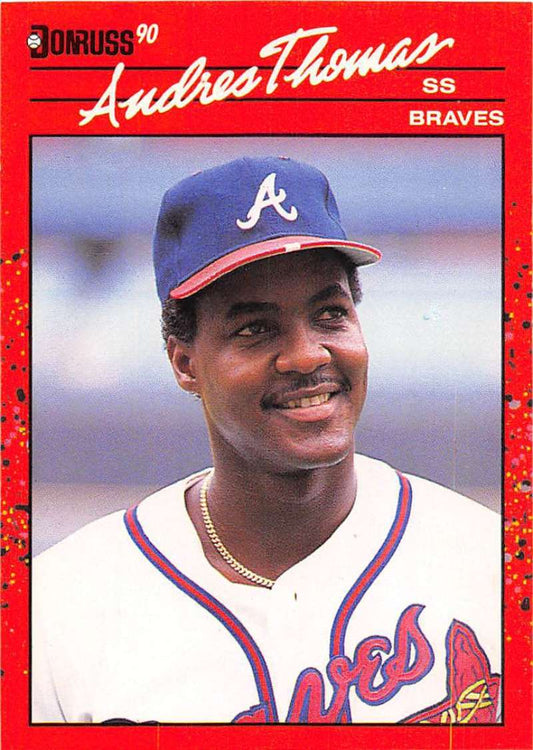 1990 Donruss #263 Andres Thomas VG-EX Atlanta Braves Baseball Card Image 1