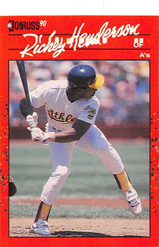 1990 Donruss #304 Rickey Henderson VG-EX Oakland Athletics Baseball Card Image 1