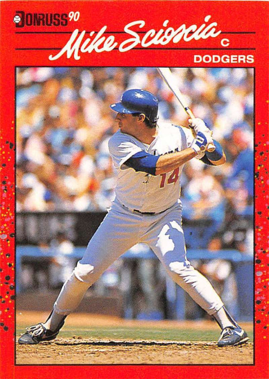 1990 Donruss #316 Mike Scioscia VG-EX Los Angeles Dodgers Baseball Card Image 1