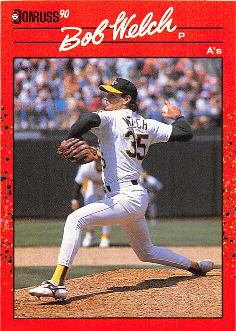 1990 Donruss #332 Bob Welch VG-EX Oakland Athletics Baseball Card Image 1