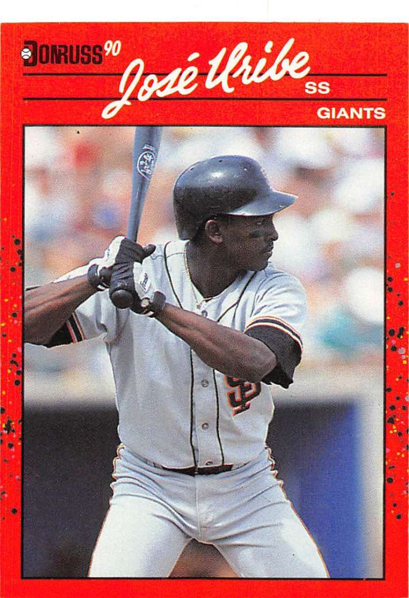 1990 Donruss #335 Jose Uribe VG-EX San Francisco Giants Baseball Card Image 1