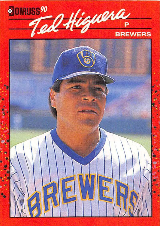 1990 Donruss #339 Teddy Higuera VG-EX Milwaukee Brewers Baseball Card Image 1