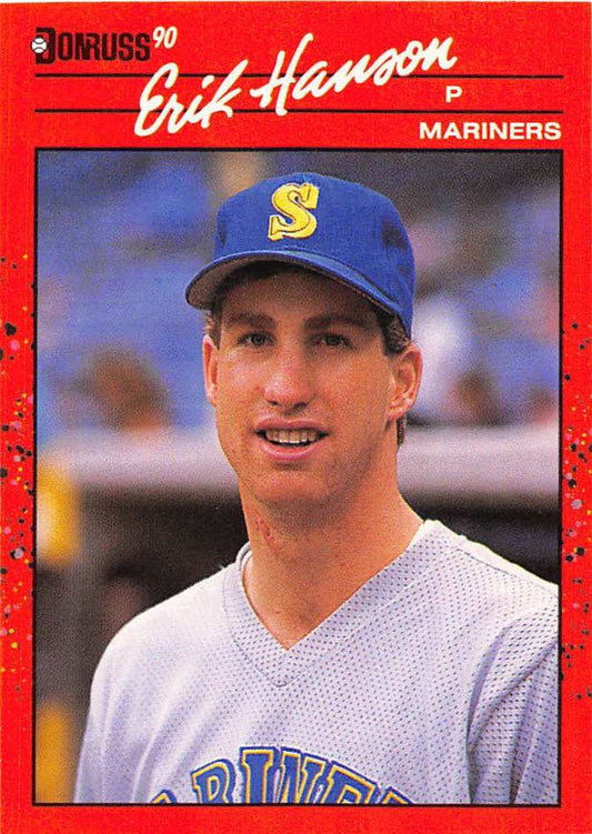 1990 Donruss #345 Erik Hanson VG-EX Seattle Mariners Baseball Card Image 1