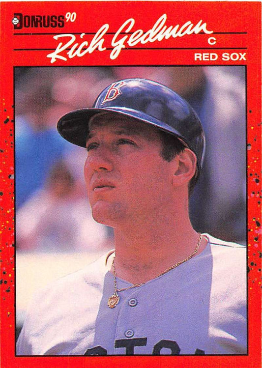 1990 Donruss #346 Rich Gedman VG-EX Boston Red Sox Baseball Card Image 1