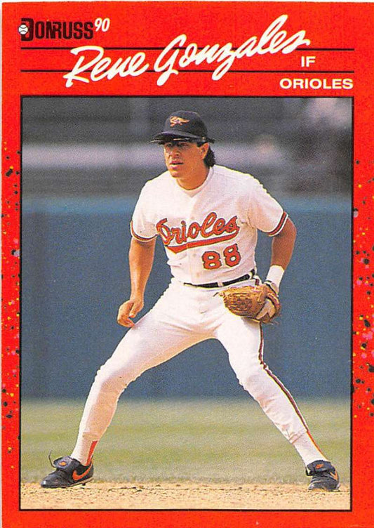 1990 Donruss #401 Rene Gonzales VG-EX Baltimore Orioles Baseball Card Image 1