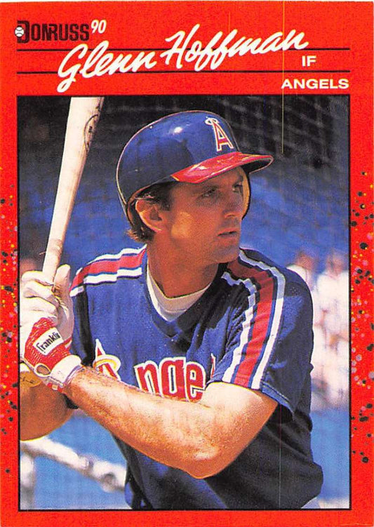 1990 Donruss #407 Glenn Hoffman VG-EX California Angels Baseball Card Image 1