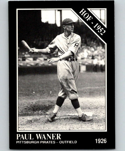 Black and white baseball card of Paul Waner in batting stance, Pittsburgh Pirates 1926