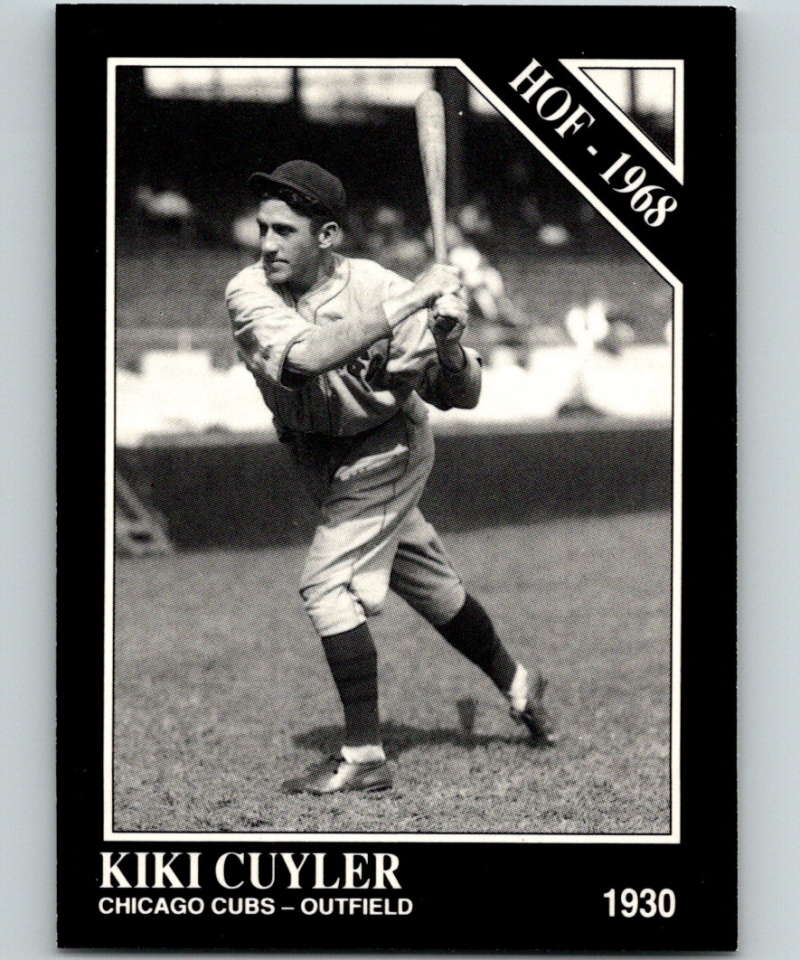 Black and white baseball card of Kiki Cuyler in 1930 Chicago Cubs uniform from Conlon Collection