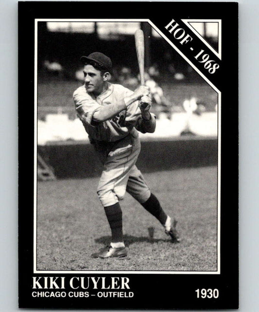 Black and white baseball card of Kiki Cuyler in 1930 Chicago Cubs uniform from Conlon Collection