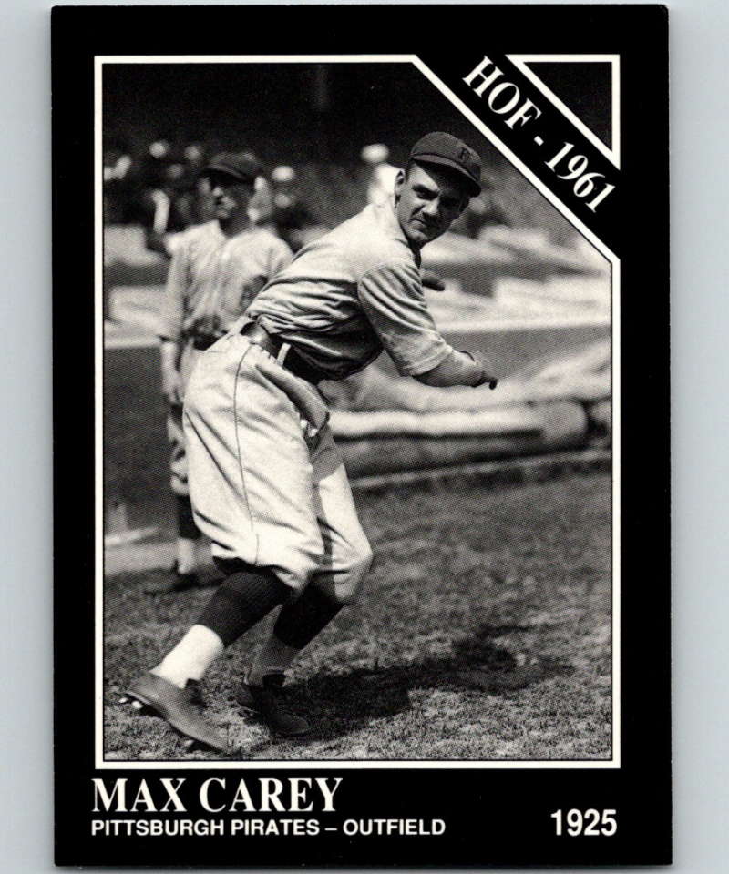 Black and white image of Max Carey in 1920s uniform from Conlon Collection Pittsburgh Pirates card