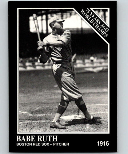 Black and white baseball card of Babe Ruth in Boston Red Sox uniform, Conlon Collection