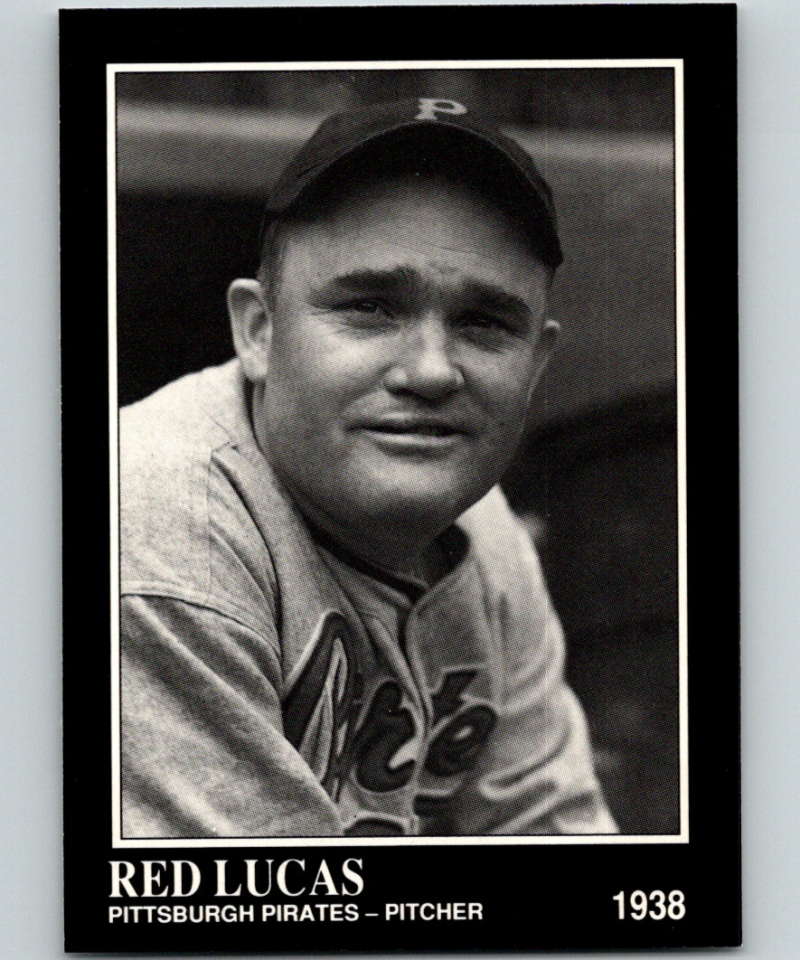 Black and white portrait of Red Lucas, Pittsburgh Pirates pitcher, 1938 in jersey