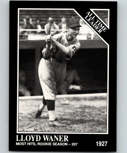 Black and white baseball card of Lloyd Waner in batting stance, Conlon Collection, Pittsburgh Pirates