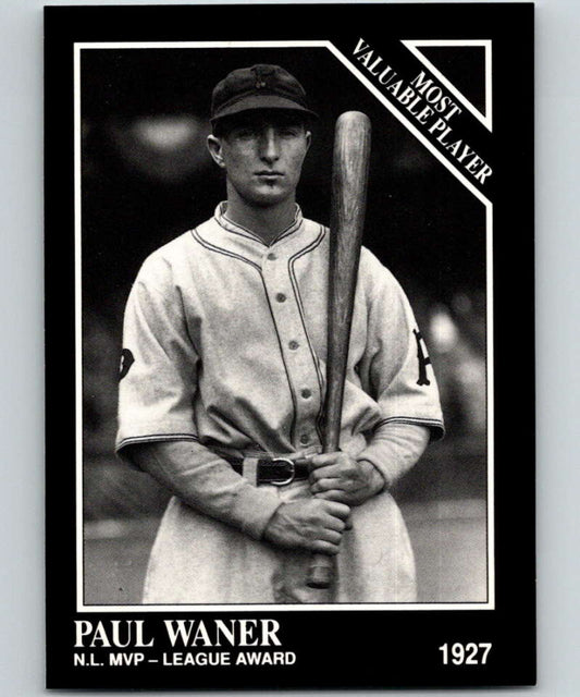 Black and white baseball card of Paul Waner in vintage Pittsburgh Pirates uniform