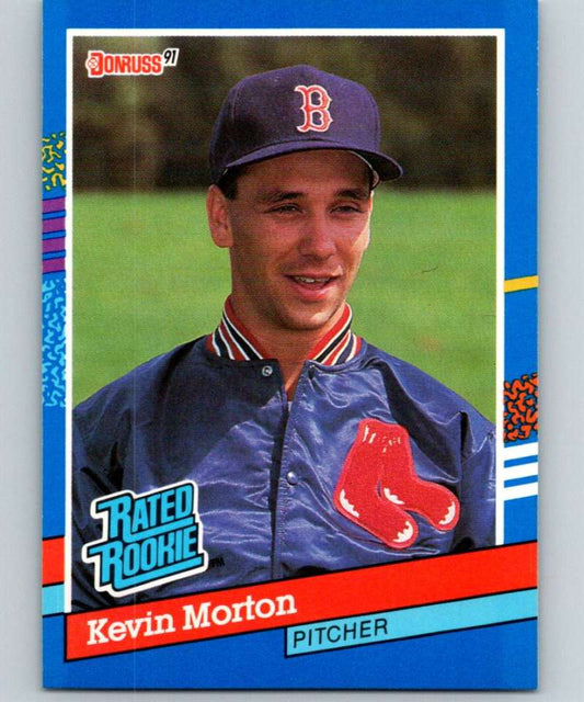 1991 Donruss Kevin Morton Rookie Card featuring Boston Red Sox pitcher in team jacket