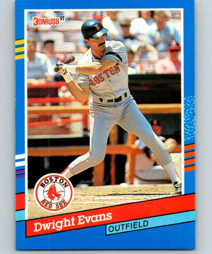 1991 Donruss #122 Dwight Evans baseball card of Boston Red Sox outfielder at bat