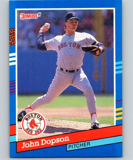 1991 Donruss John Dopson pitching for the Boston Red Sox baseball card image