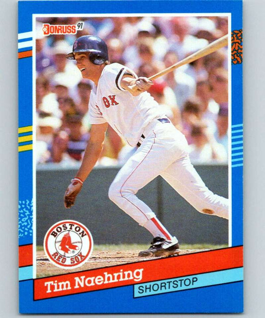 Tim Naehring Boston Red Sox baseball card in white uniform left-handed batting stance