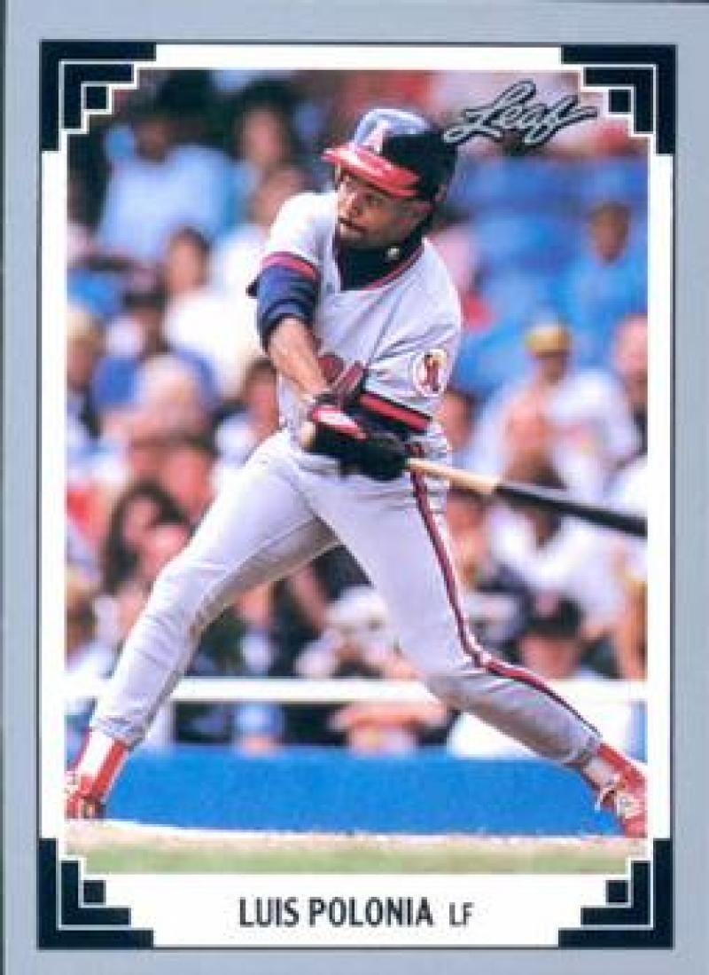 Luis Polonia in batting stance on 1991 Leaf #81 California Angels Baseball Card