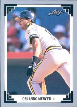 Pittsburgh Pirates Orlando Merced baseball card showcasing player in batting stance