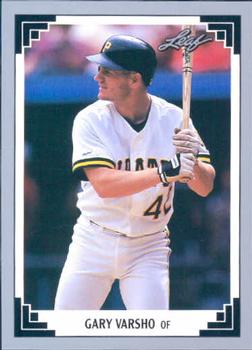 Gary Varsho in white Pittsburgh Pirates uniform at bat on 1991 Leaf baseball card