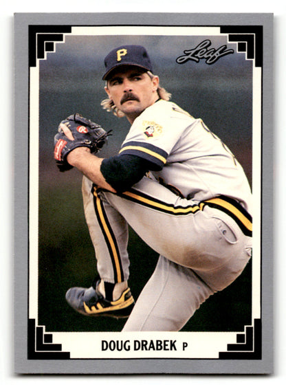 Baseball player Doug Drabek in Pittsburgh Pirates uniform during pitching motion