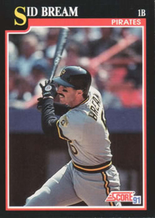 Pittsburgh Pirates baseball card of Sid Bream at bat in a white uniform