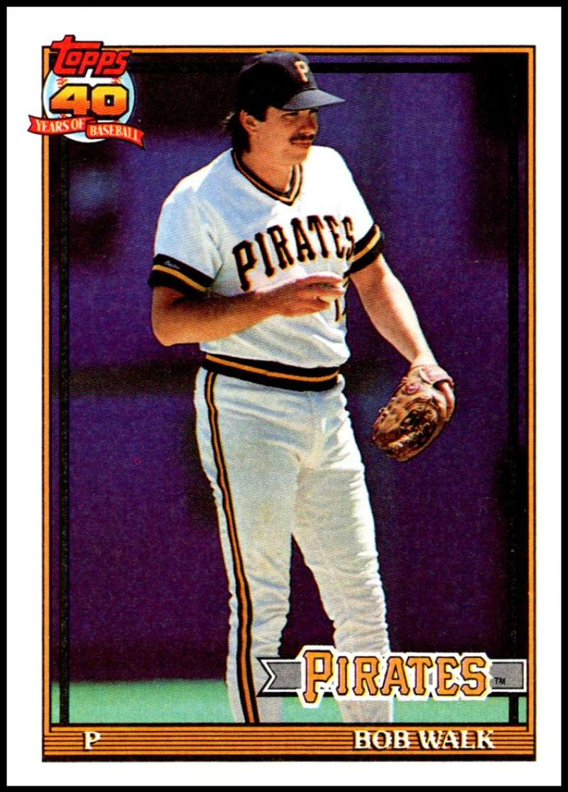 1991 Topps Bob Walk baseball card featuring Pittsburgh Pirates white uniform design