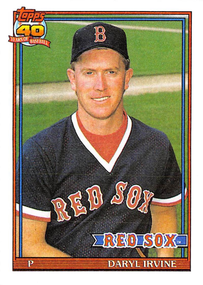 1991 Topps #189 Daryl Irvine Rookie Baseball Card featuring Boston Red Sox player